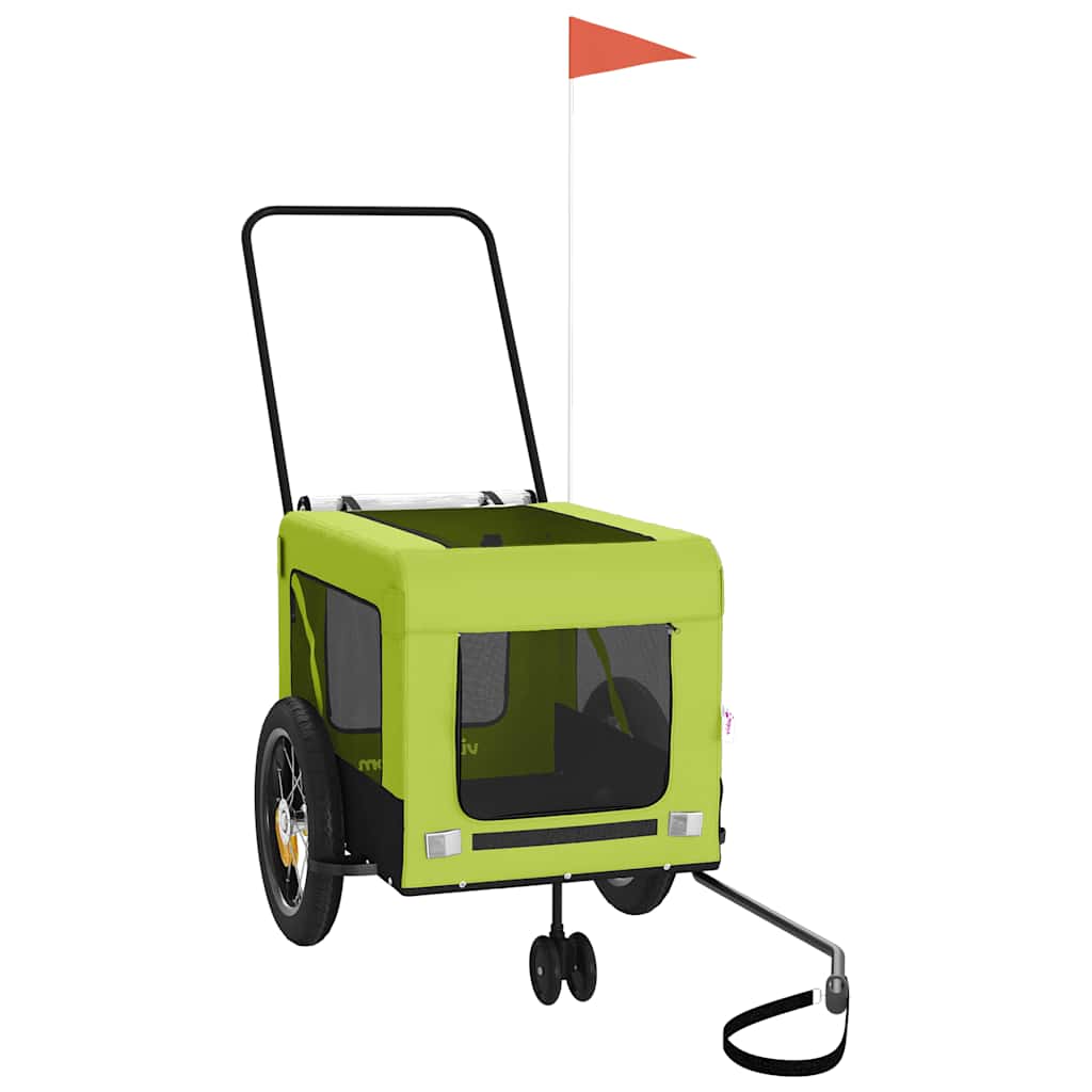 vidaXL Pet Bike Trailer Green and Black Oxford Fabric and Iron 4