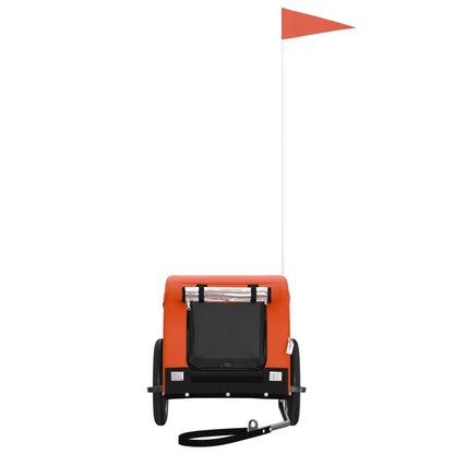 vidaXL Pet Bike Trailer Orange and Black Oxford Fabric and Iron 3