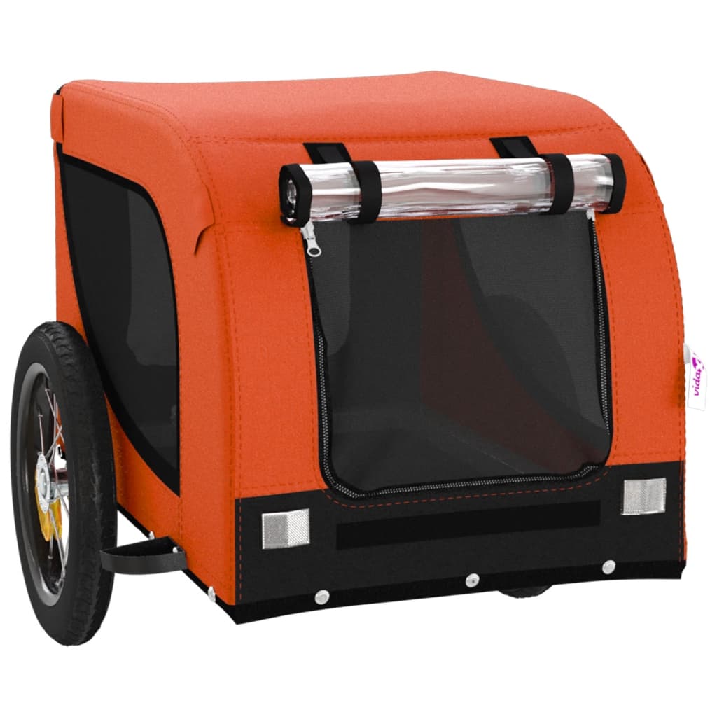 vidaXL Pet Bike Trailer Orange and Black Oxford Fabric and Iron 4