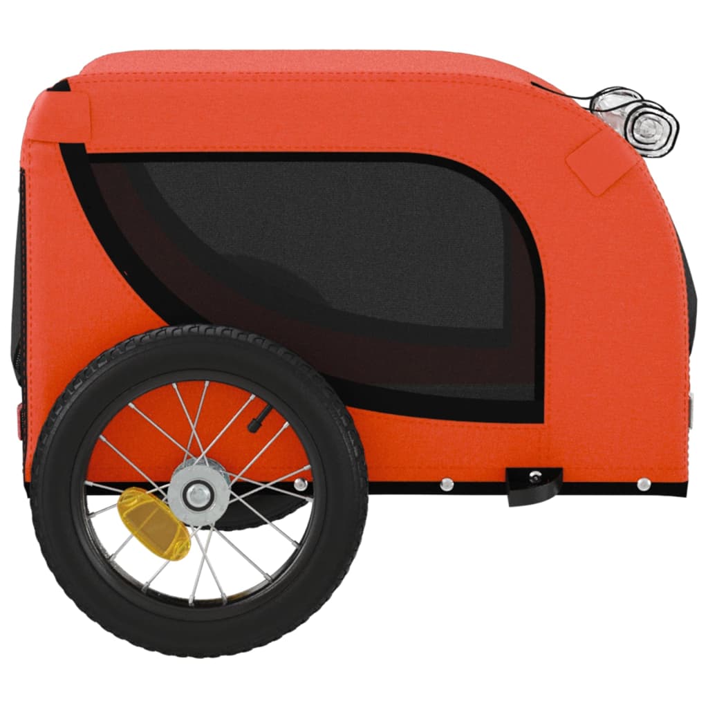 vidaXL Pet Bike Trailer Orange and Black Oxford Fabric and Iron 6