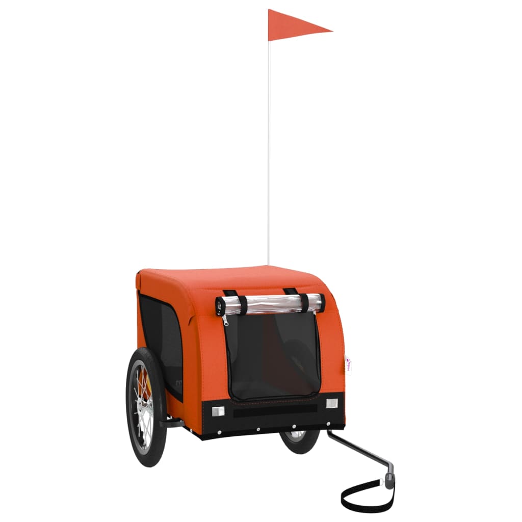 vidaXL Pet Bike Trailer Orange and Black Oxford Fabric and Iron 2