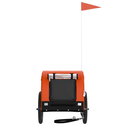 vidaXL Pet Bike Trailer Orange and Black Oxford Fabric and Iron 3