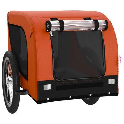 vidaXL Pet Bike Trailer Orange and Black Oxford Fabric and Iron 4