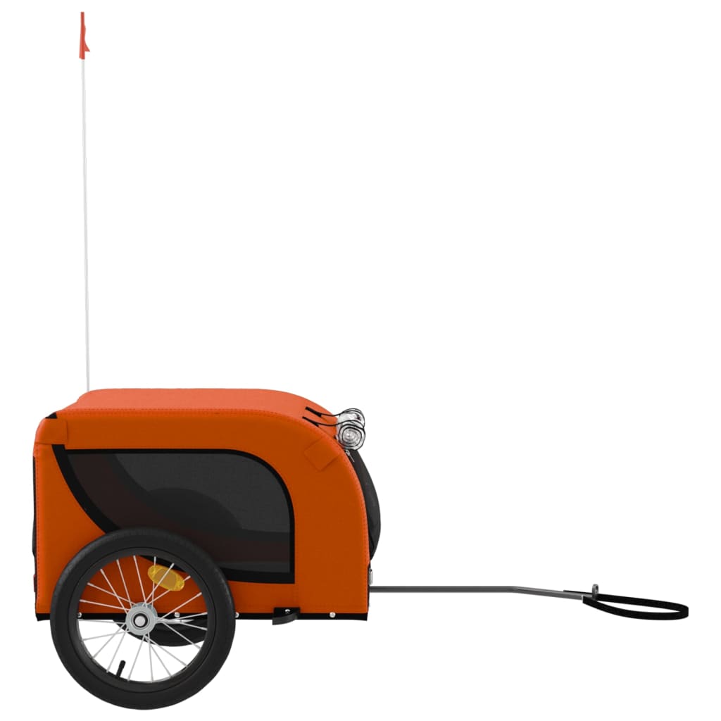 vidaXL Pet Bike Trailer Orange and Black Oxford Fabric and Iron 5