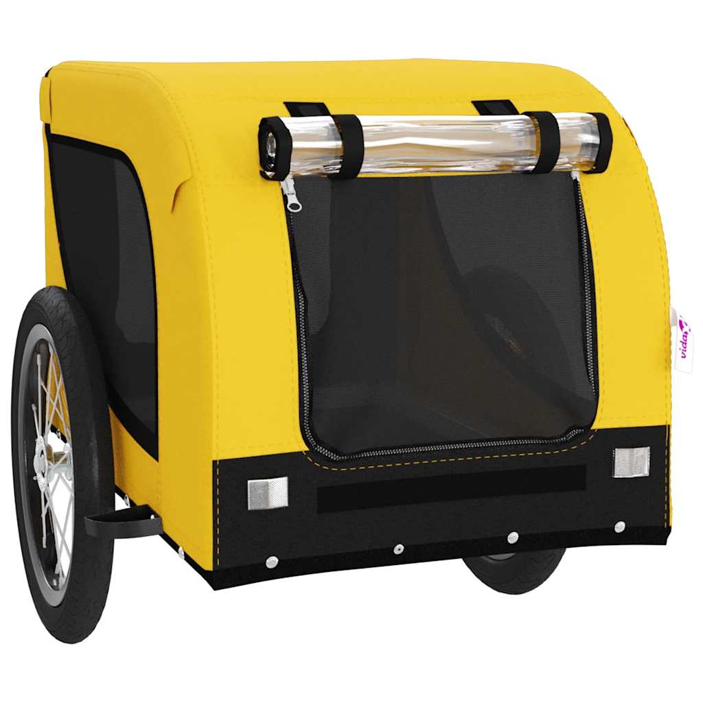 vidaXL Pet Bike Trailer Yellow and Black Oxford Fabric and Iron 3
