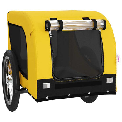 vidaXL Pet Bike Trailer Yellow and Black Oxford Fabric and Iron 3