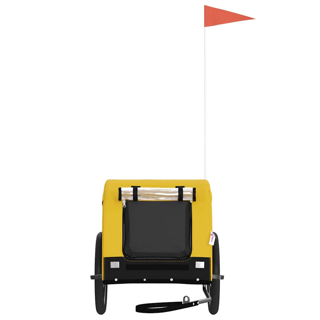 vidaXL Pet Bike Trailer Yellow and Black Oxford Fabric and Iron 4