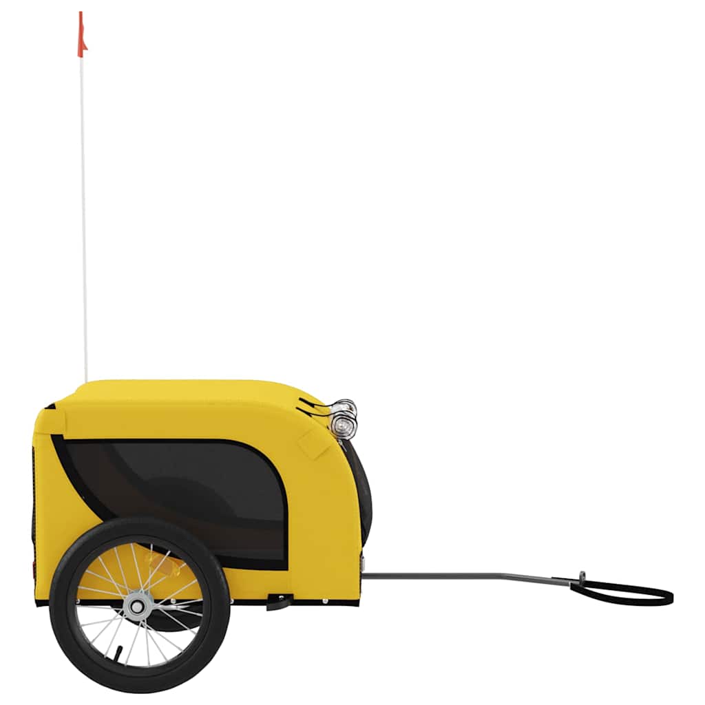 vidaXL Pet Bike Trailer Yellow and Black Oxford Fabric and Iron 5