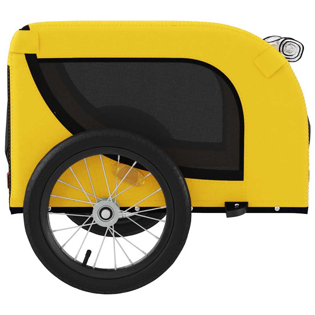 vidaXL Pet Bike Trailer Yellow and Black Oxford Fabric and Iron 6