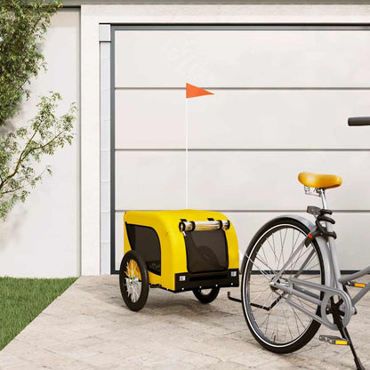 vidaXL Pet Bike Trailer Yellow and Black Oxford Fabric and Iron 1