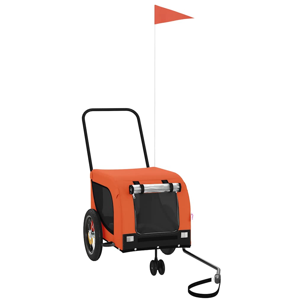 vidaXL Pet Bike Trailer Orange and Black Oxford Fabric and Iron 2