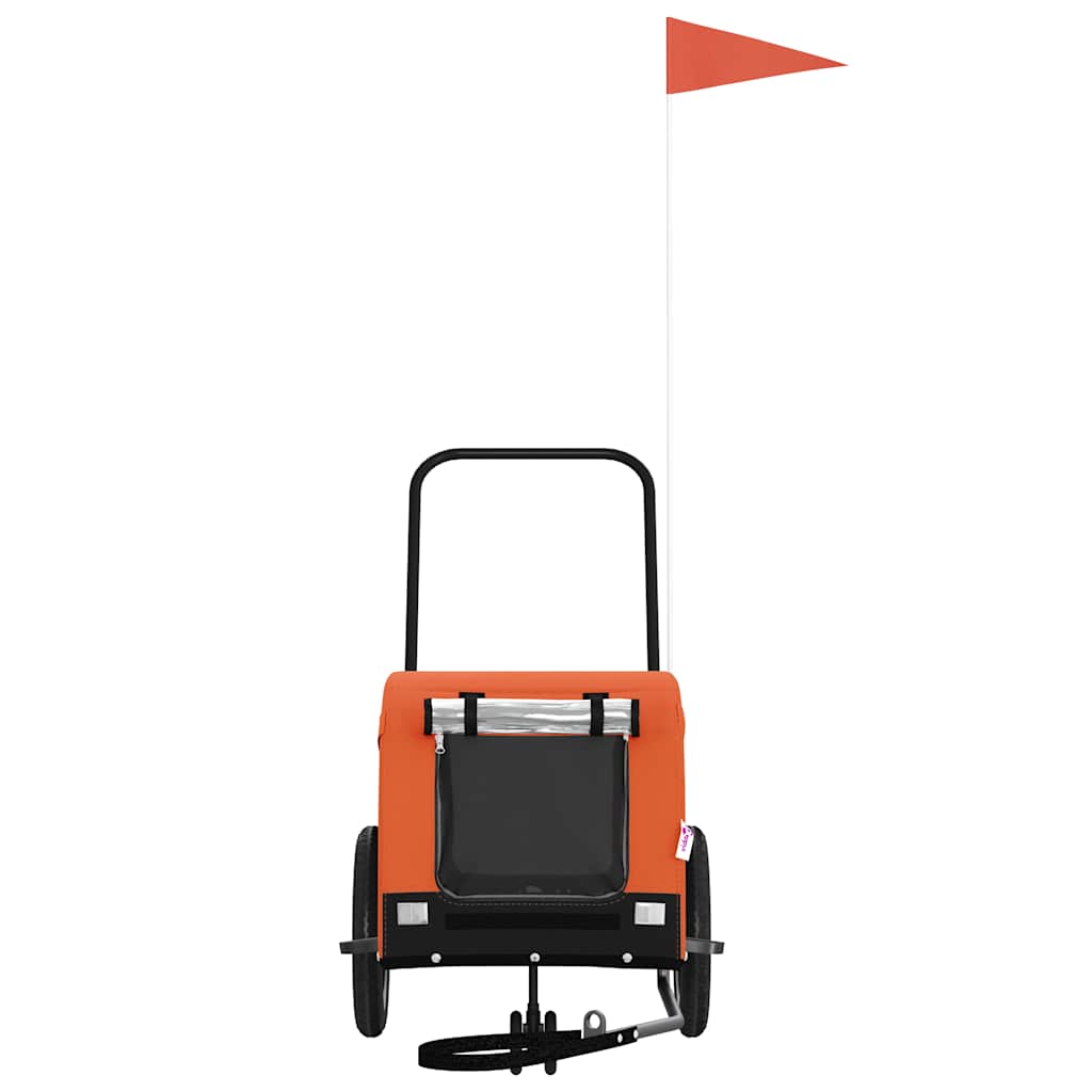 vidaXL Pet Bike Trailer Orange and Black Oxford Fabric and Iron 3