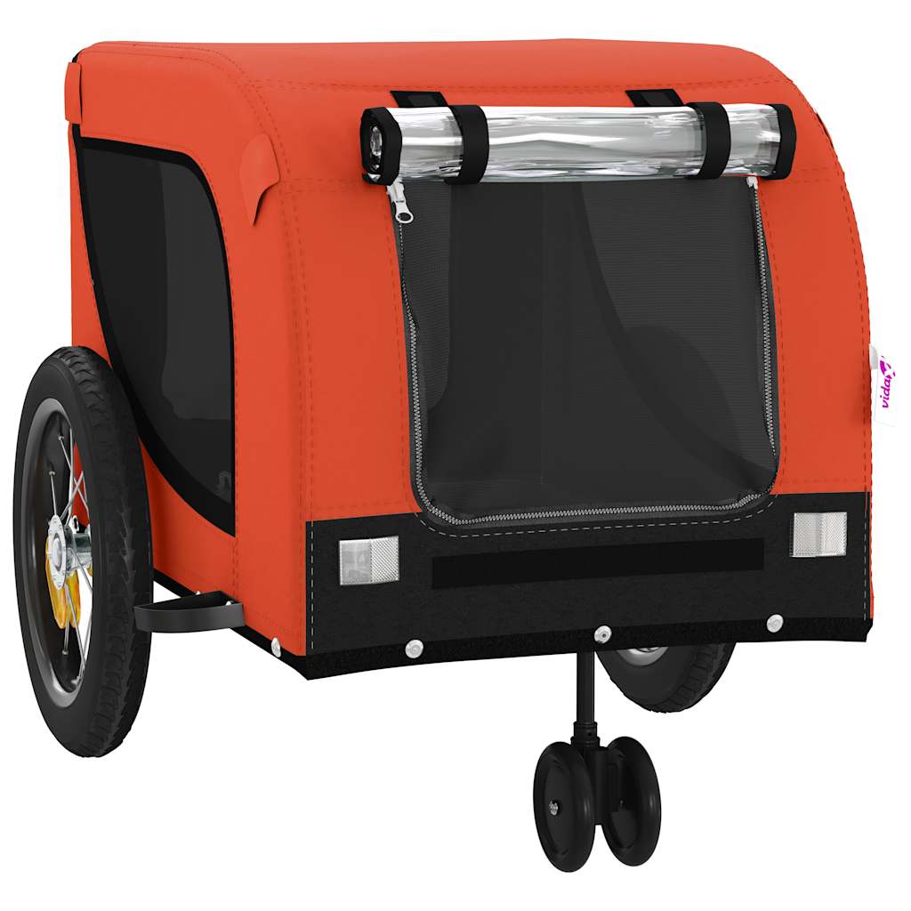 vidaXL Pet Bike Trailer Orange and Black Oxford Fabric and Iron 4