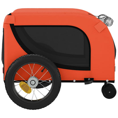 vidaXL Pet Bike Trailer Orange and Black Oxford Fabric and Iron 6