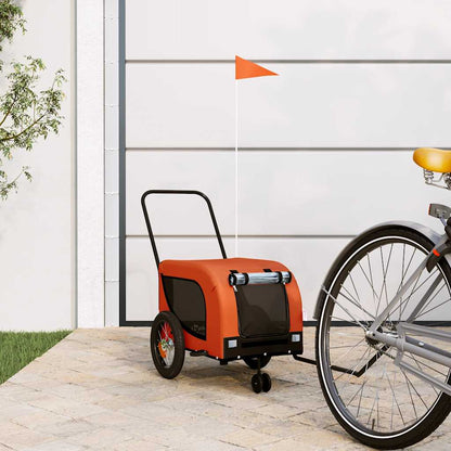 vidaXL Pet Bike Trailer Orange and Black Oxford Fabric and Iron 1