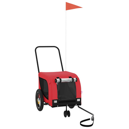 vidaXL Pet Bike Trailer Red and Black Oxford Fabric and Iron 2