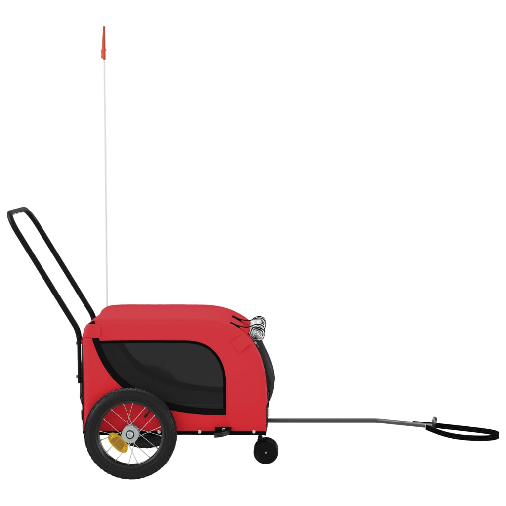 vidaXL Pet Bike Trailer Red and Black Oxford Fabric and Iron 5