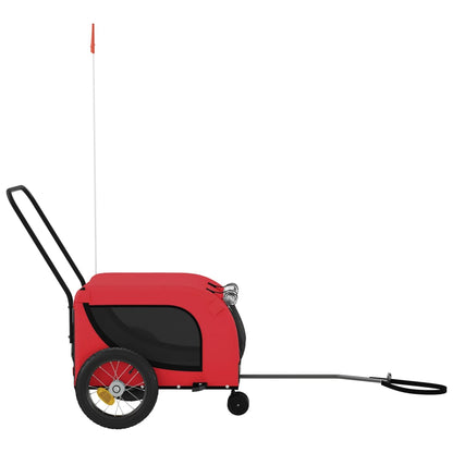 vidaXL Pet Bike Trailer Red and Black Oxford Fabric and Iron 5