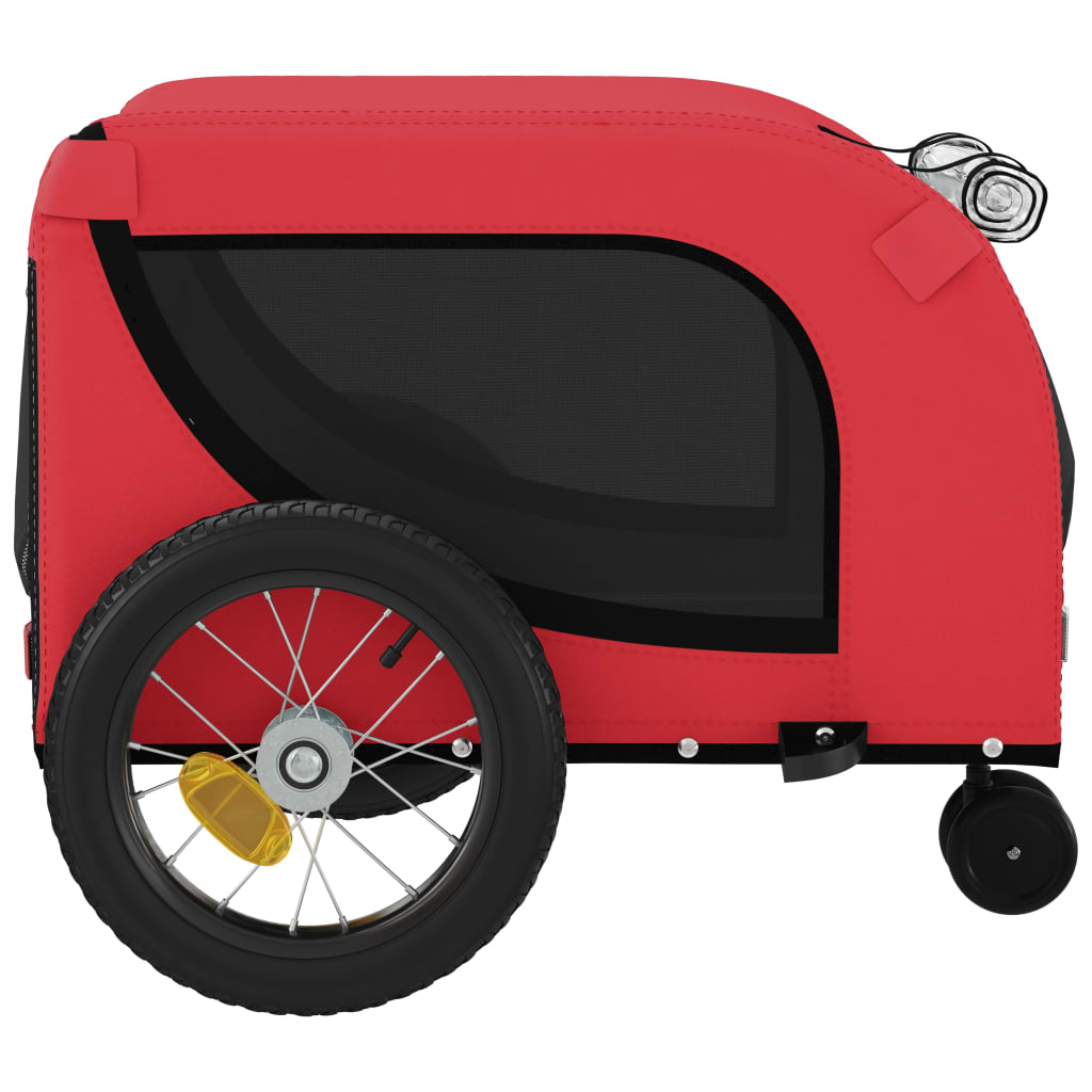 vidaXL Pet Bike Trailer Red and Black Oxford Fabric and Iron 6