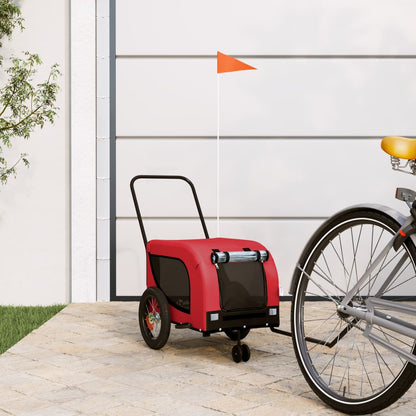 vidaXL Pet Bike Trailer Red and Black Oxford Fabric and Iron 1