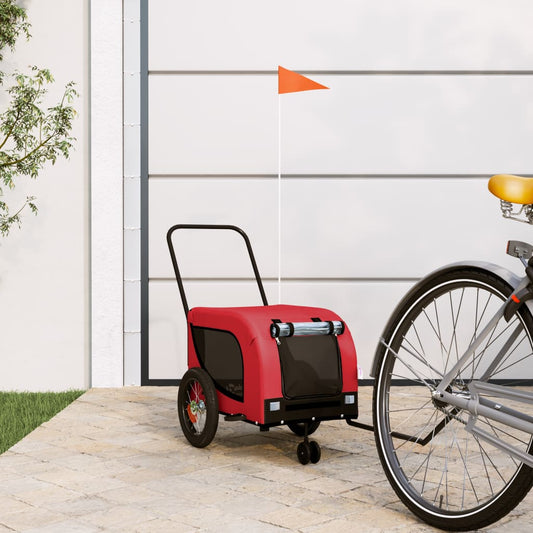 vidaXL Pet Bike Trailer Red and Black Oxford Fabric and Iron 1