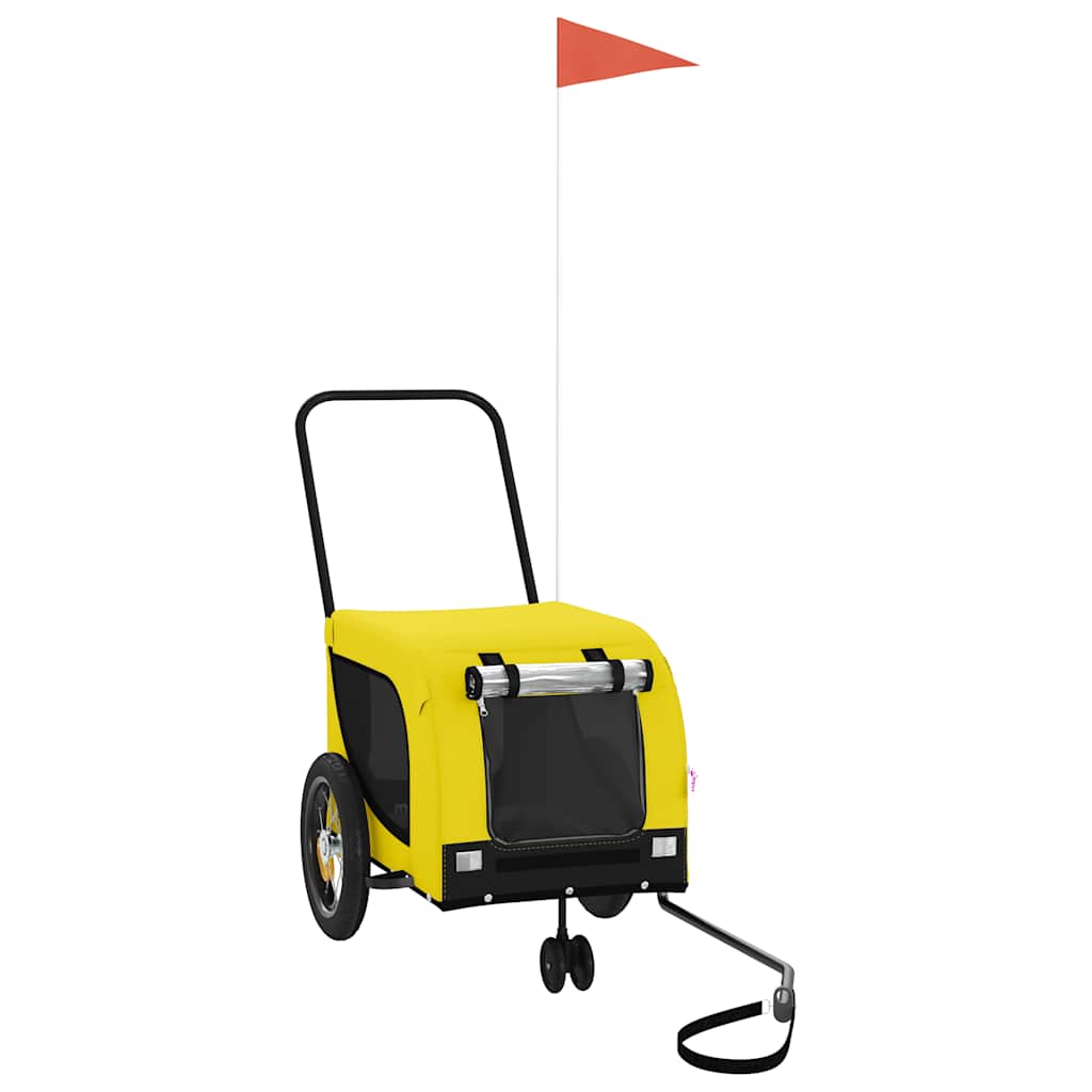 vidaXL Pet Bike Trailer Yellow and Black Oxford Fabric and Iron 2