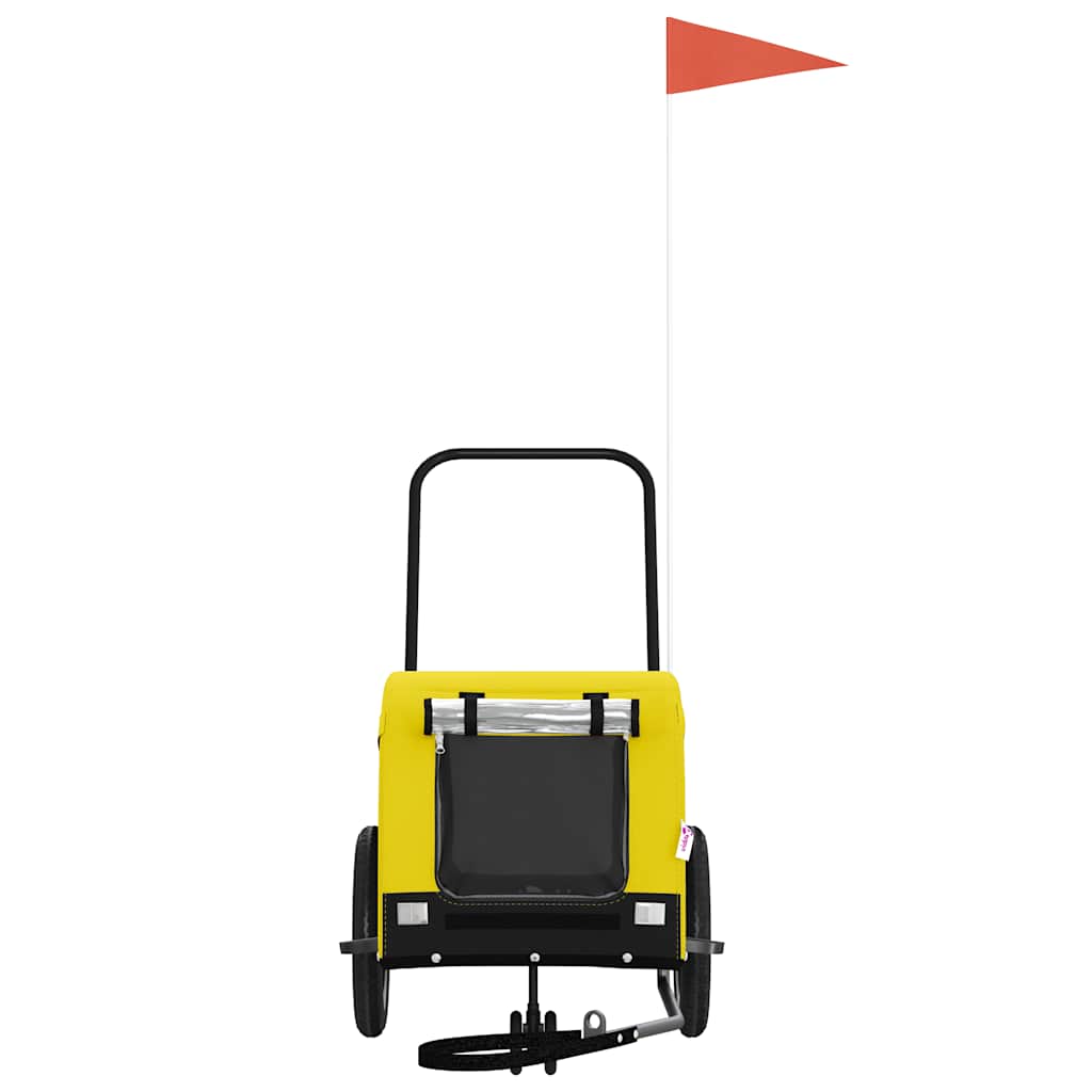 vidaXL Pet Bike Trailer Yellow and Black Oxford Fabric and Iron 3