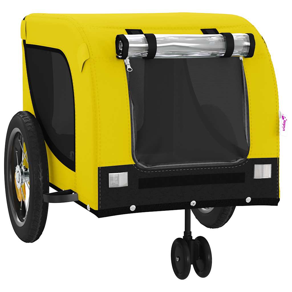 vidaXL Pet Bike Trailer Yellow and Black Oxford Fabric and Iron 4