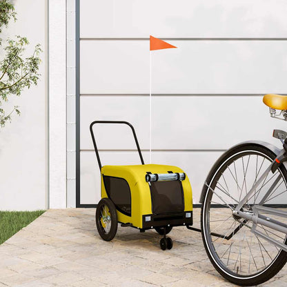 vidaXL Pet Bike Trailer Yellow and Black Oxford Fabric and Iron 1