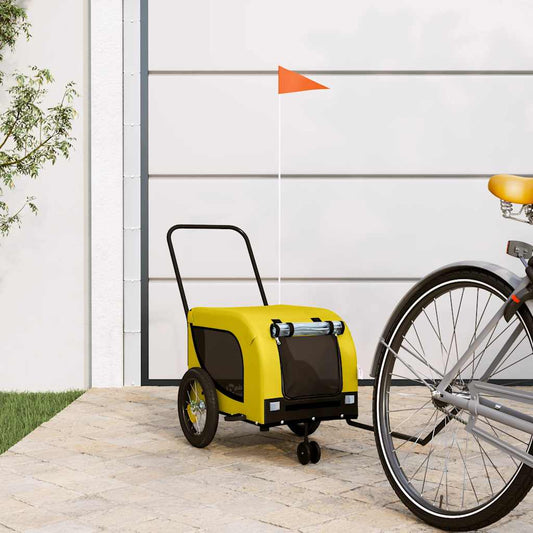 vidaXL Pet Bike Trailer Yellow and Black Oxford Fabric and Iron 1