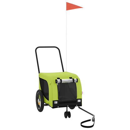 vidaXL Pet Bike Trailer Green and Black Oxford Fabric and Iron 2