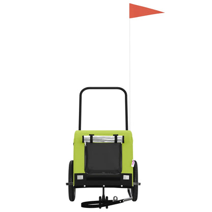 vidaXL Pet Bike Trailer Green and Black Oxford Fabric and Iron 3