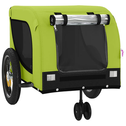 vidaXL Pet Bike Trailer Green and Black Oxford Fabric and Iron 4