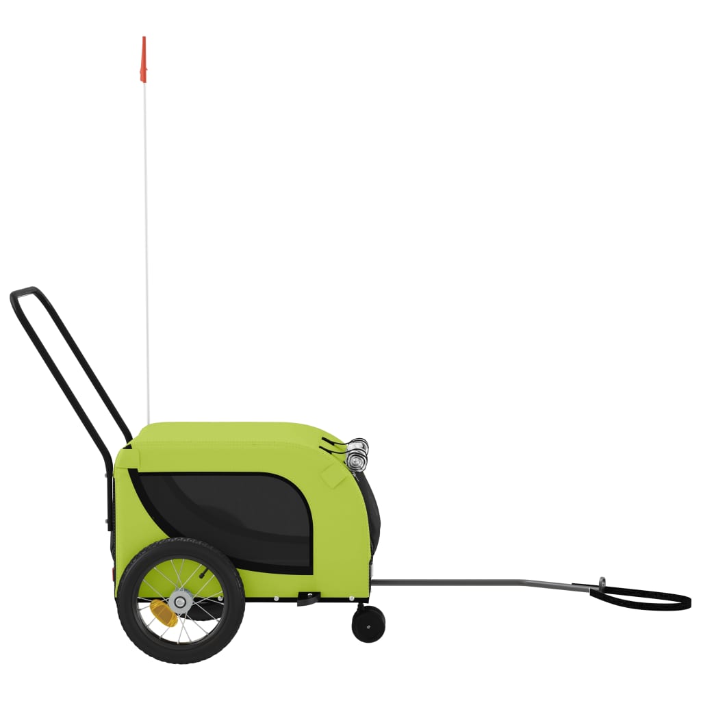vidaXL Pet Bike Trailer Green and Black Oxford Fabric and Iron 5