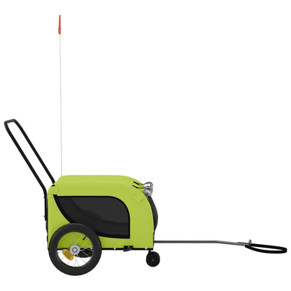 vidaXL Pet Bike Trailer Green and Black Oxford Fabric and Iron 5