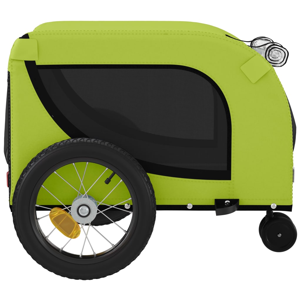 vidaXL Pet Bike Trailer Green and Black Oxford Fabric and Iron 6