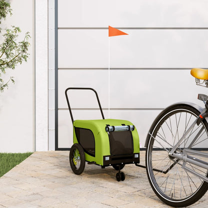 vidaXL Pet Bike Trailer Green and Black Oxford Fabric and Iron 1