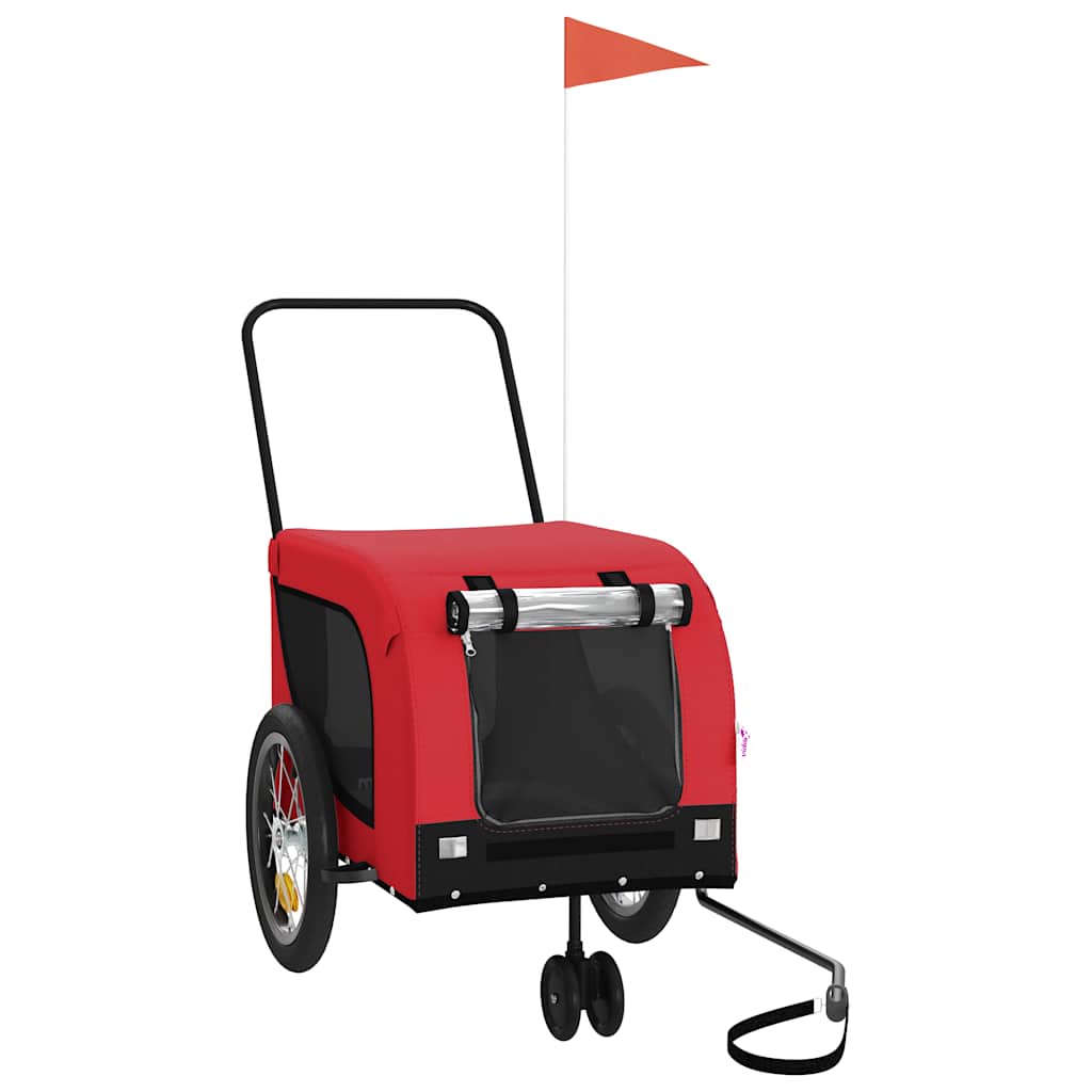 vidaXL Pet Bike Trailer | Red and black | Oxford fabric, iron, PVC | Medium 2