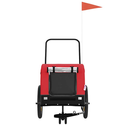 vidaXL Pet Bike Trailer | Red and black | Oxford fabric, iron, PVC | Medium 3