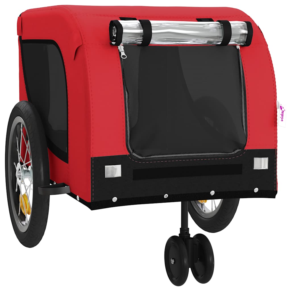 vidaXL Pet Bike Trailer | Red and black | Oxford fabric, iron, PVC | Medium 4