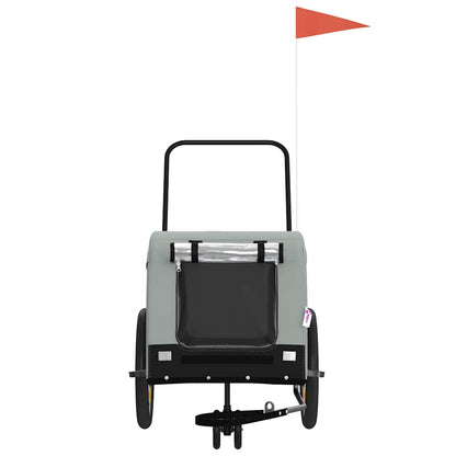 vidaXL Pet Bike Trailer Grey and Black Oxford Fabric and Iron 3