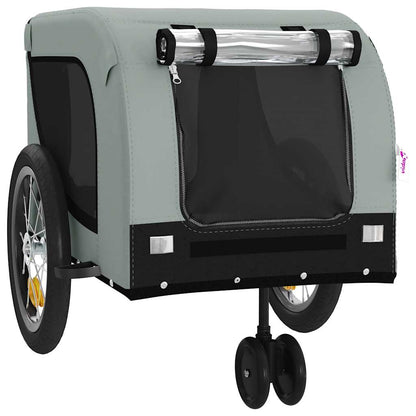 vidaXL Pet Bike Trailer Grey and Black Oxford Fabric and Iron 4