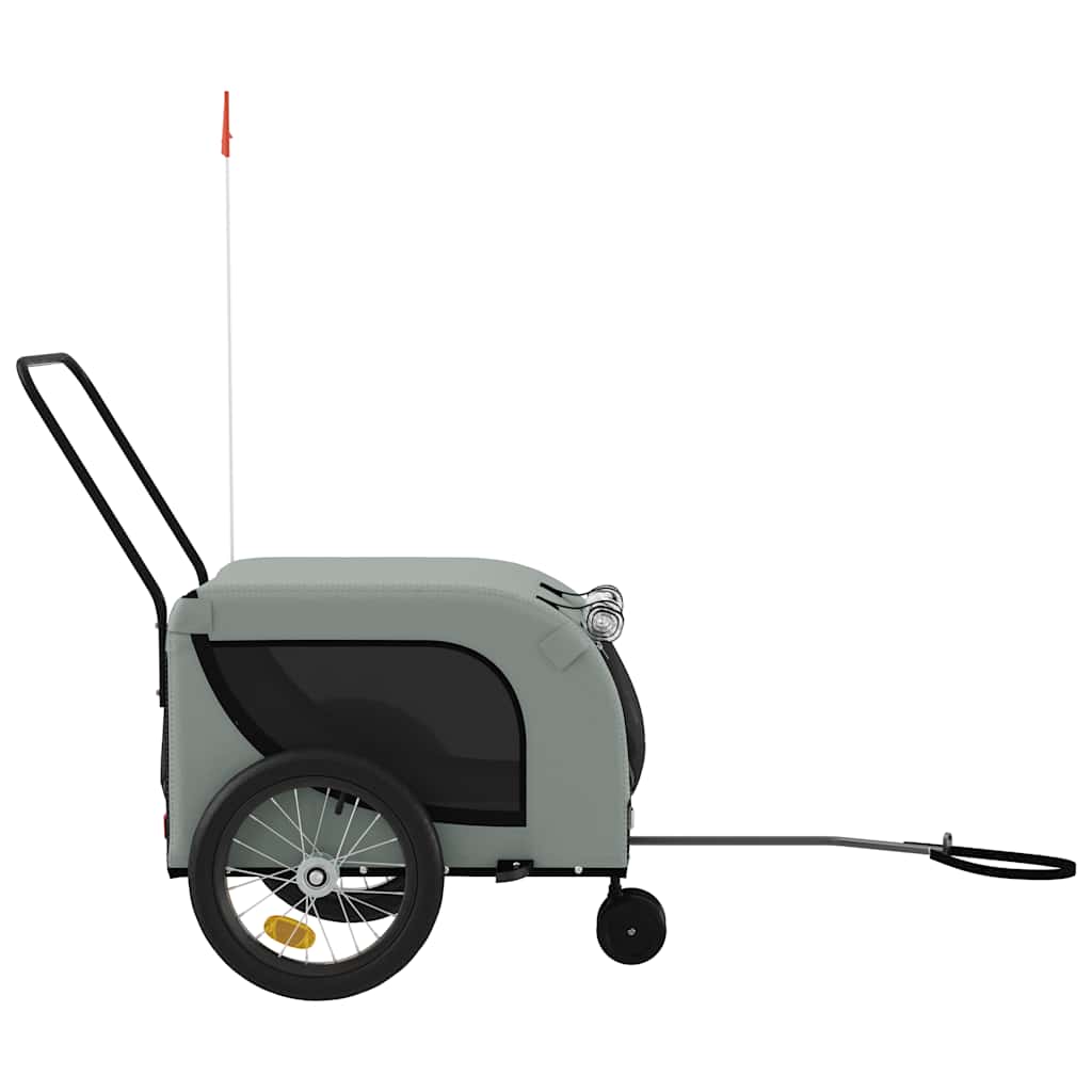 vidaXL Pet Bike Trailer Grey and Black Oxford Fabric and Iron 5