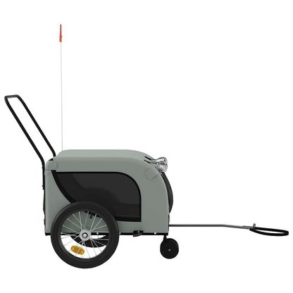 vidaXL Pet Bike Trailer Grey and Black Oxford Fabric and Iron 5