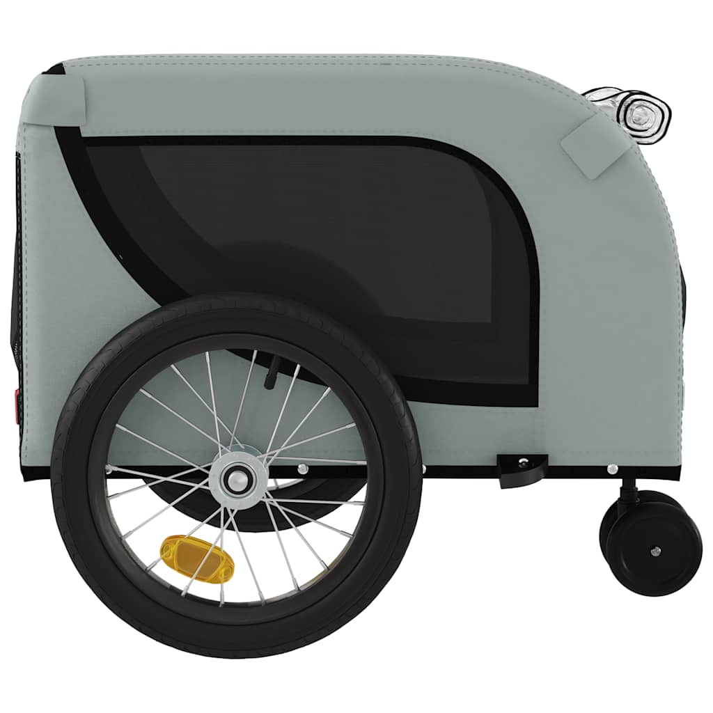 vidaXL Pet Bike Trailer Grey and Black Oxford Fabric and Iron 6