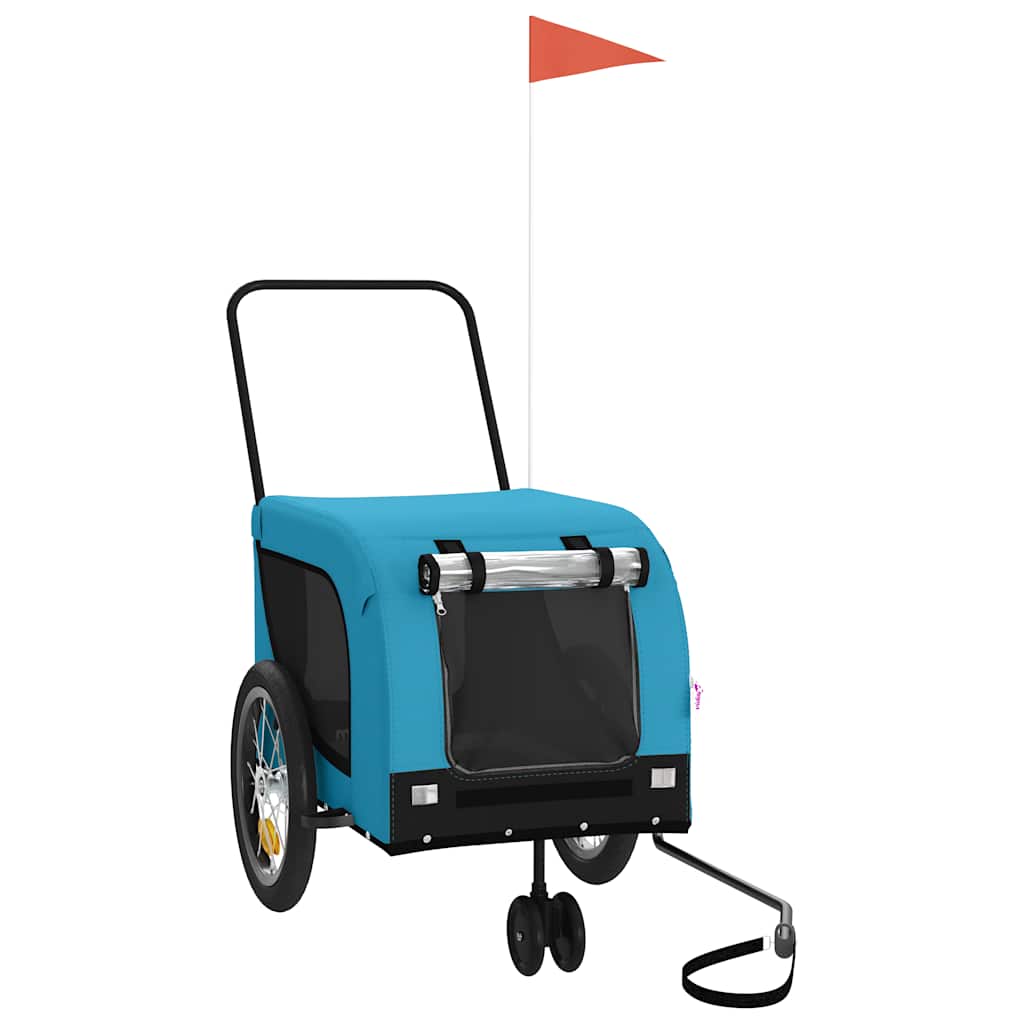 vidaXL Pet Bike Trailer Blue and Black Oxford Fabric and Iron 2