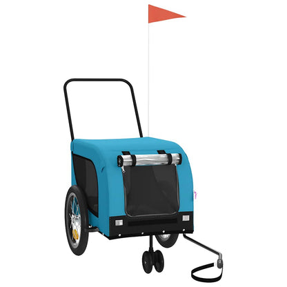 vidaXL Pet Bike Trailer Blue and Black Oxford Fabric and Iron 2