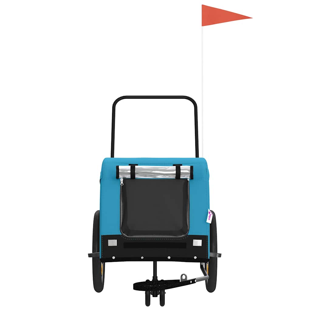 vidaXL Pet Bike Trailer Blue and Black Oxford Fabric and Iron 3