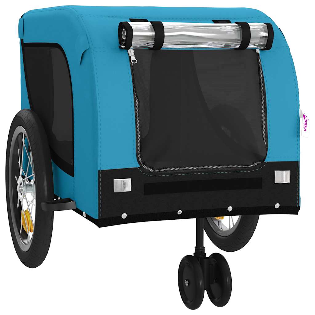 vidaXL Pet Bike Trailer Blue and Black Oxford Fabric and Iron 4