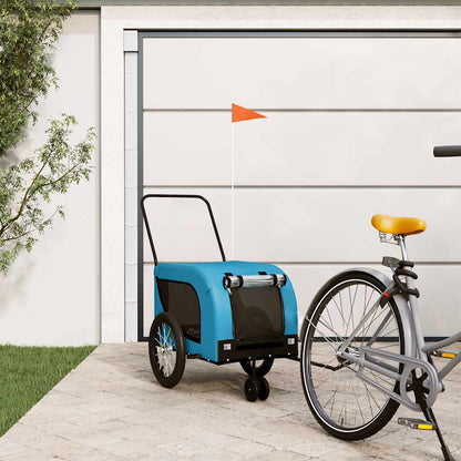 vidaXL Pet Bike Trailer Blue and Black Oxford Fabric and Iron 1